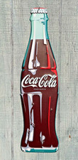 24in Classic Glass Coke Bottle Coca-Cola Die Cut Embossed Hanging Metal Sign picture