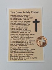 The Cross In My Pocket poem card with a cut out penny cross picture