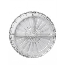 Vintage Clear Pressed Glass Relish Tray Divided 4 Section Scalloped Edge picture