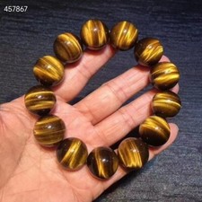 Natural Yellow Tiger's Eye Gems  Round Beads Bracelet 16mm AAAAA picture