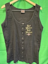 VTG 90s Harley Davidson Womens Snap Front Tank Top Real Women Ride Harleys XL picture
