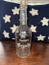 RARE Antique Pre Pro Whiskey Bottle Bar Pepper’s Brandy Old Etched Lettering picture