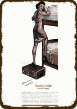 1945 Sexy WAC Woman Army Corps Samsonite Vntg-Look DECORATIVE REPLICA METAL SIGN picture