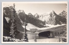 Vintage Real Photo Postcard Moraine Lake Canadian Rockies by Byron Harmon picture