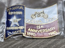Vtg 1985 10th Annual PBMA Spring Round Up Ft Davis Texas Vest Jacket Hat Pin NEW picture