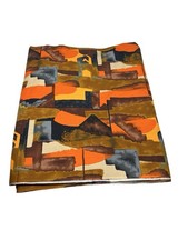 Retro Mid Century Abstract Barkcloth Orange Yellow Vintage Fabric 5 yds picture