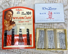 Vintage DeLong Hair Pins 1940s NOS Gayle Bobby Nylon Black 1970s Card picture