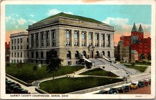 Summit County Courthouse Akron Ohio Postcard 101415 Old Cars c1934 picture