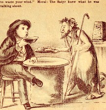 Aesops Fable 1800's Mythology Satyr Pan Buffalo NY Fairbank Meat Food Trade Card picture