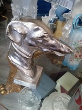 CLEARANCE Vintage Silver Greyhound  Animal Dog Figurine Statue Bust picture