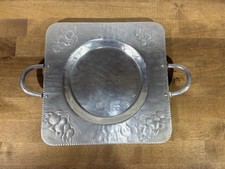 Vintage E.M.P.C. Forged Aluminum Intaglio Fruit Tray Platter Handles picture