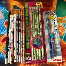 Vintage 1988 NFL Football Player Pencil Lot + Big Bucks Money Pencils Pog Opened picture