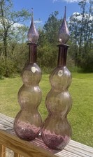 Vintage Toscany Amethyst Genie Bottle Decanters w/Stoppers Set Of 2- Antique picture