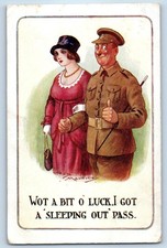 Romance Military Soldier Wot A Bit O Luck Reg Maurice Signed Artist Postcard picture