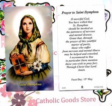 Saint Dymphna with Prayer to St. Dymphna  - Paperstock Holy Card picture