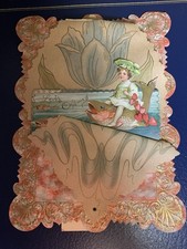 Vintage “Love’s Offering” Stand-Up Valentine-Girl Riding Fish, Early 1900s 0008 picture