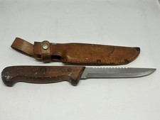 Vintage G.C. & Co. Swedish Fish Scaler Knife Custom Trout Stamped Leather Sheath picture