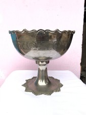 antique vintage old tableware brass fruit bowl with chromium nickel plated b-48 picture