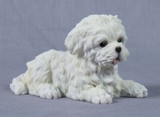 Cute Adorable Maltese Puppy White Terrier Polystone Figurine Home Deco picture