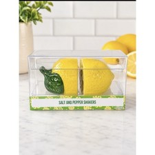 Festive Voice Lemon Salt & Pepper Shakers 2 Piece Set Ceramic Kitchen Decor New  picture