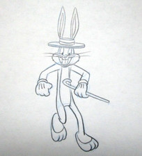 1980's BUGS BUNNY DANCING Warner Brothers ORIGINAL PRODUCTION cel DRAWING hat picture