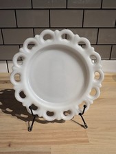 Anchor Hocking Lace Edge Milk Glass Salad Plate Pristine Condition picture