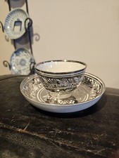 1815 English Georgian Silver Resist Tea Cup And Saucer Tea Bowl Porcelain picture