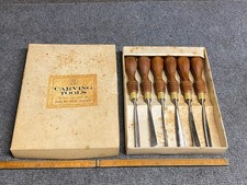 Vintage 6 Pc Wood Carving Chisel Set NOS Japanese San Mu With Original Box  picture