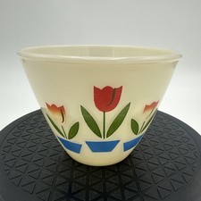 VTG Fire King Oven Ware Tulips on Ivory 4
