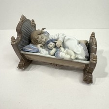 Lladro #5717 Rock A Bye Baby Girl with Doll in Cradle PERFECT Celestial picture