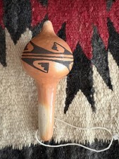 VTG Hopi Native American Yellowware Pottery Rattle Signed KS Rain Pattern picture