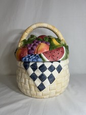 Certified International SUSAN WINGET Ceramic FRUIT BASKET Cookie Jar VINTAGE picture