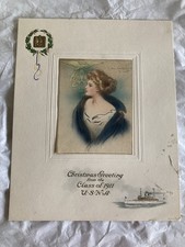 Antique U.S.N.A Class Of 1911 Christmas Greeting With Gold Embossing In Corner picture