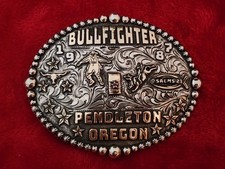 Rodeo BULLFIGHTER☆1987☆Pendleton Oregon☆X~Treme☆Champion Trophy Buckle☆Rare☆790 picture