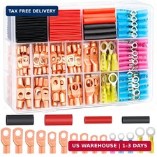 /180PCS Battery Cable Ends AWG 2 4 6 8 10 12 14 16 Gauge Copper Cable Wire Lugs, picture