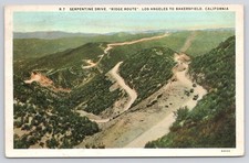 1931 Ridge Route Serpentine Drive Los Angeles Bakersfield CA Postcard picture