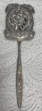 Vintage 1847 Rogers Bros Outer Faux-Pearl Bead Border Silver-Plated Hand Mirror picture