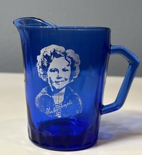 Vintage Shirley Temple Cobalt Blue Glass Cream Pitcher 4.25”, 1930's picture