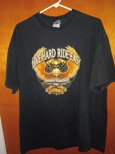 Vintage 2000s Y2K harley davidson t shirt xl Las legas cafe Black Gold picture