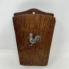 Vintage Wood Knife Holder With Rooster 5 Slot Wall Mount MCM Grannycore picture