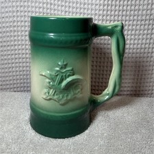 Vintage Budweiser King of Beers Green Ceramic Beer Stein Mug Anheuser Busch picture