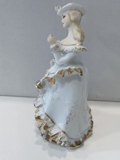 Vintage Lefton China Lady Figurine KW10566A White Gold Victorian Hand Painted picture