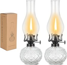 Set of 2 Vintage Large Kerosene Lamp Classic Rustic Oil Lamps for Indoor Use Hom picture