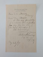 1906 Republican Club NYC Letter Asks Canal Division Job for Son Andrew Humphrey  picture