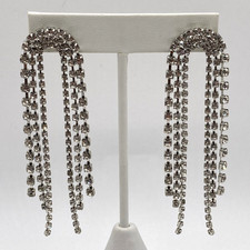 Pair of Clear Rhinestone Cascading Waterfall Pierced Post Earrings picture