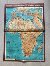 Physical Africa Map Turkish 1960s Algeria, Tunisia, Morocco, Egypt 50*70 cm picture
