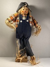 Vtg 90s Halloween Decor stand up scarecrow plush and straw Nos Unused picture