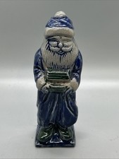 Vintage Rowe Pottery Works RPW Salt Glaze Santa with Present Figurine 5-1/4” picture