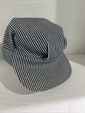 Train Conductor Hat Engineer Cap Striped Denim Utility Cap USA SNAPBACK Men L picture
