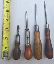 VTG Wood Handle Screwdrivers Millers Falls 331 Apex Dayton AG&J German Ratchet picture